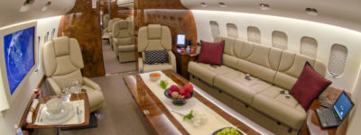 Brown interior of MD aircraft