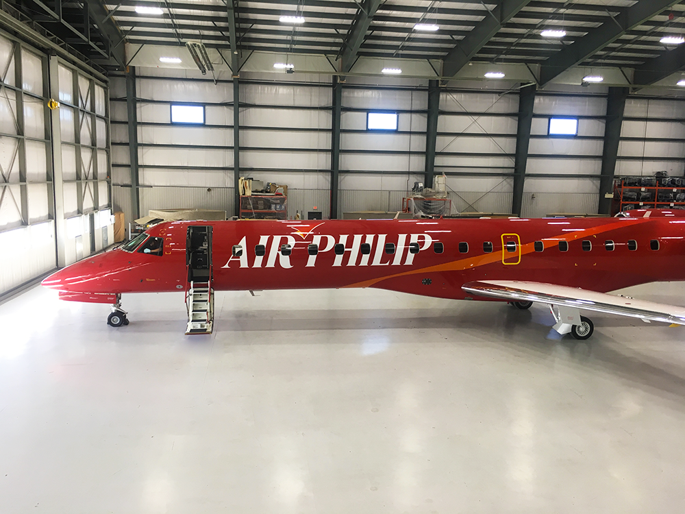 embraer erj145 inside new united goderich facility preparing for take off