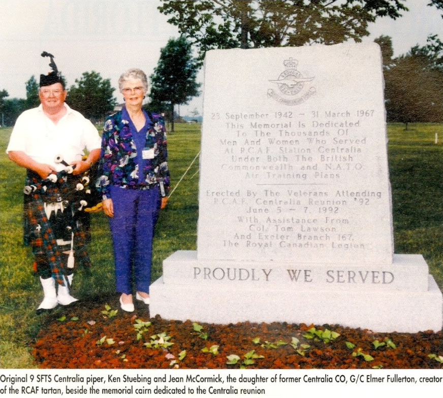 SFTS Centralia Piper and daughter of Elmer Fullerton beside Centralia memorial