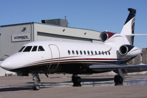 refinished aircraft outside goderich aircraft hangar
